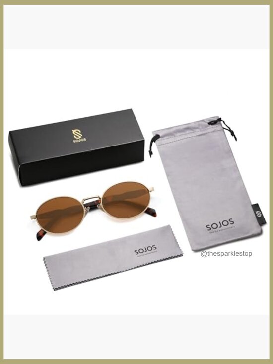 Retro Oval Sunglasses with Metal Frame and UV400 Protection main image 7